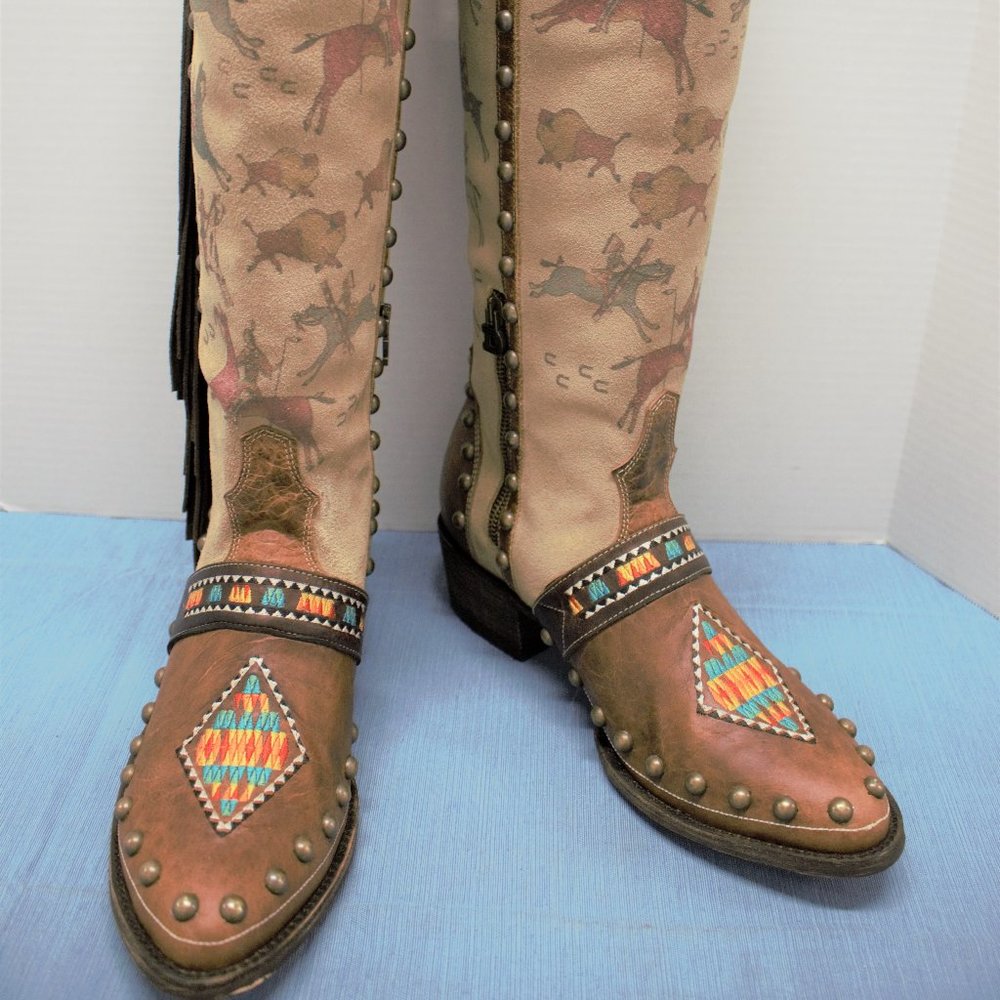 Double D Ranch Ledger Art Boots by Old Gringo Size 9